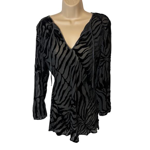 Victoria's Secret Tops - VS Victoria's Secret Burnout Velvet Top Silk Blend Sheer Y2K Black Whimsigoth M